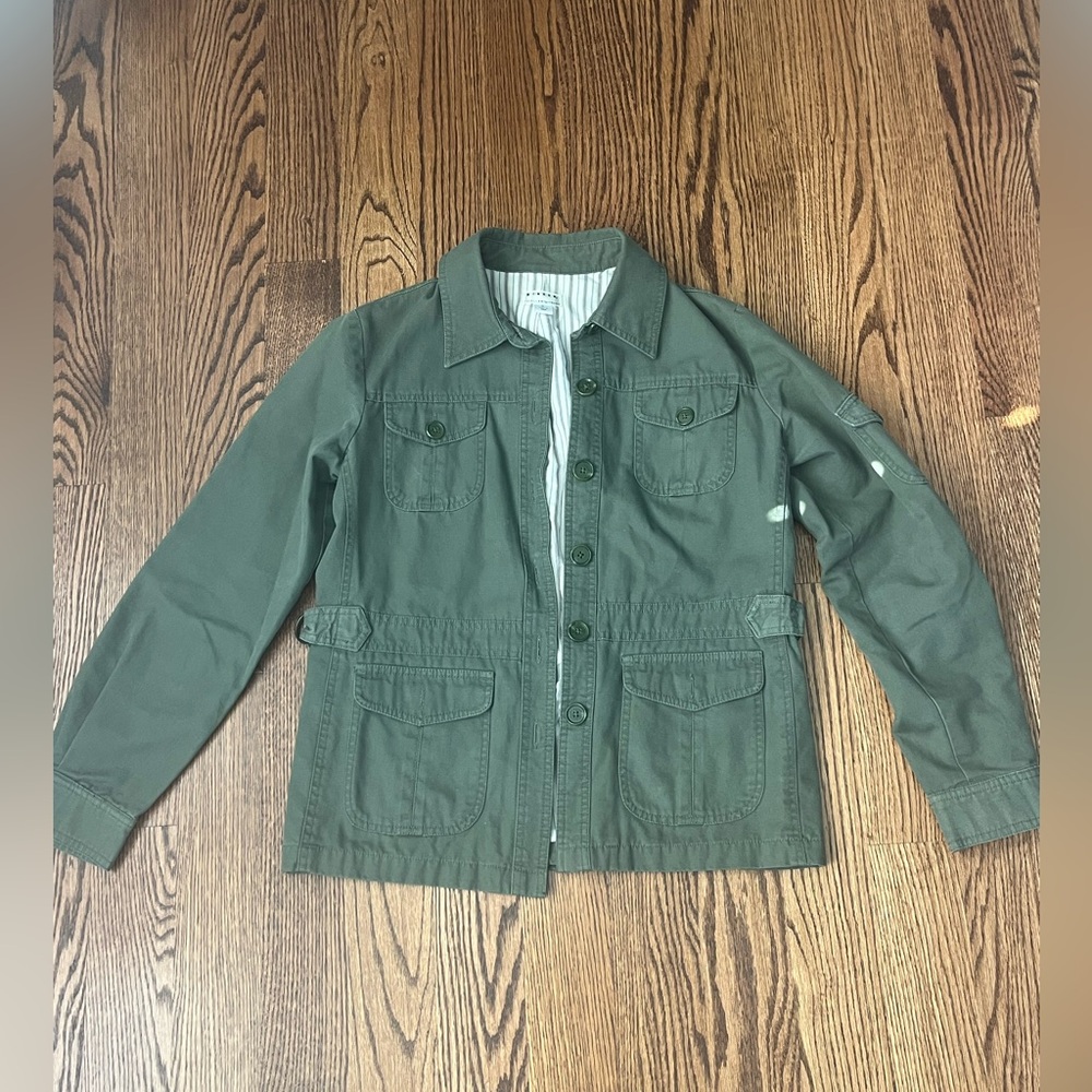 Giacca Military Coat Jacket 100% cotton Army Green Buttons Medium Lined casual